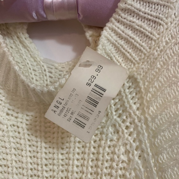 ANGL Knitted Tank Crop Top in Invory - Picture 5 of 5